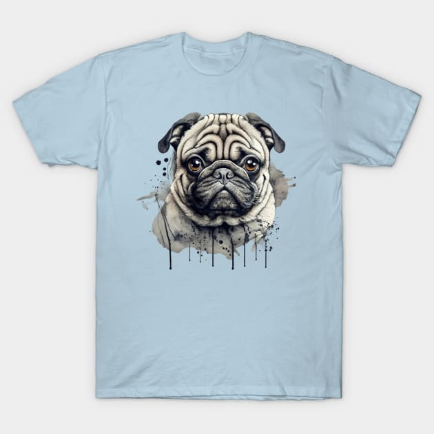 pug painted with watercolors T-Shirt by ArtisticBox